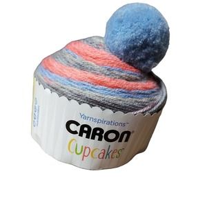 Yarnspiration Caron Cupcakes Yarn With Pom Pom Fruit Punch 16009 Light Worsted